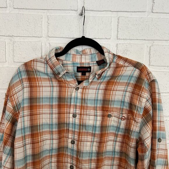 Wolverine Other - Wolverine Boots Button Up Shirt Mens Medium Plaid Button Collar Roll Sleeve